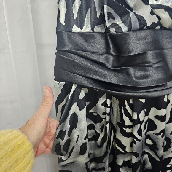 Onyx Nite Black Gray Leopard Cocktail Dress Sleeveless Satin Formal 20W - Picture 3 of 14